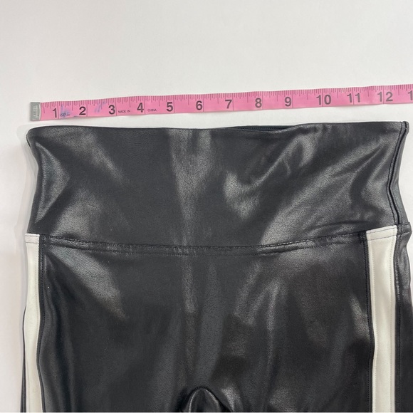 SPANX Faux Leather Side Stripe Leggings Size Small BLACK with WHITE Stripe - Picture 5 of 12